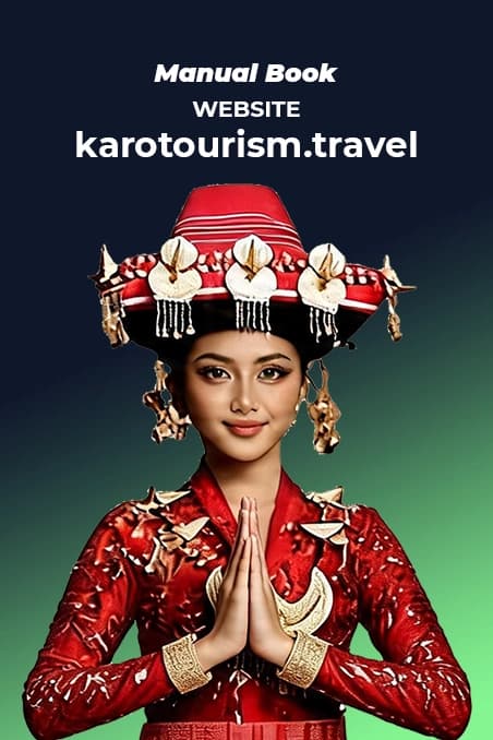 Model Memegang Buku Panduan Wisata Karo